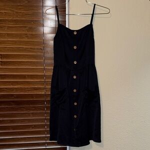 Elegant Navy Button-Down Dress